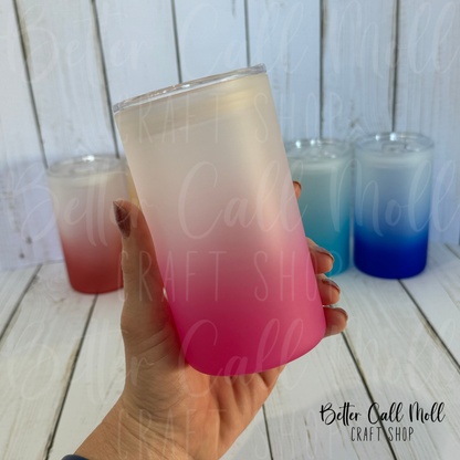 16oz STRAIGHT Frosted Ombre Glass Sublimation Tumbler