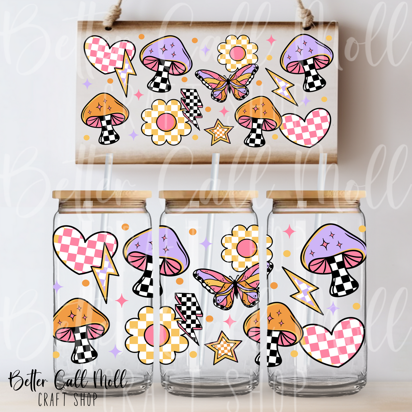 Retro Vibes UV DTF 16oz Tumbler Wrap