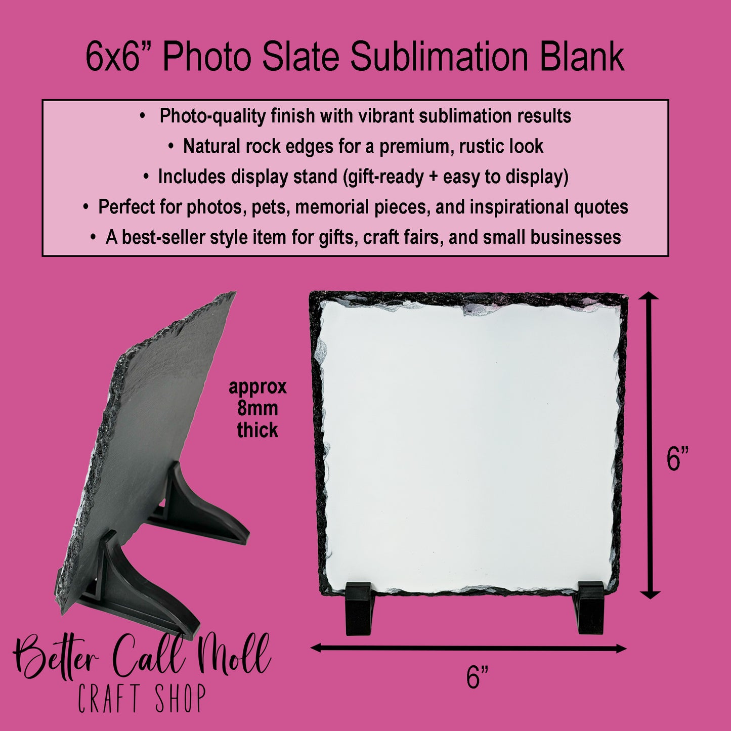 6x6" Square Photo Rock Slate Sublimation Blank