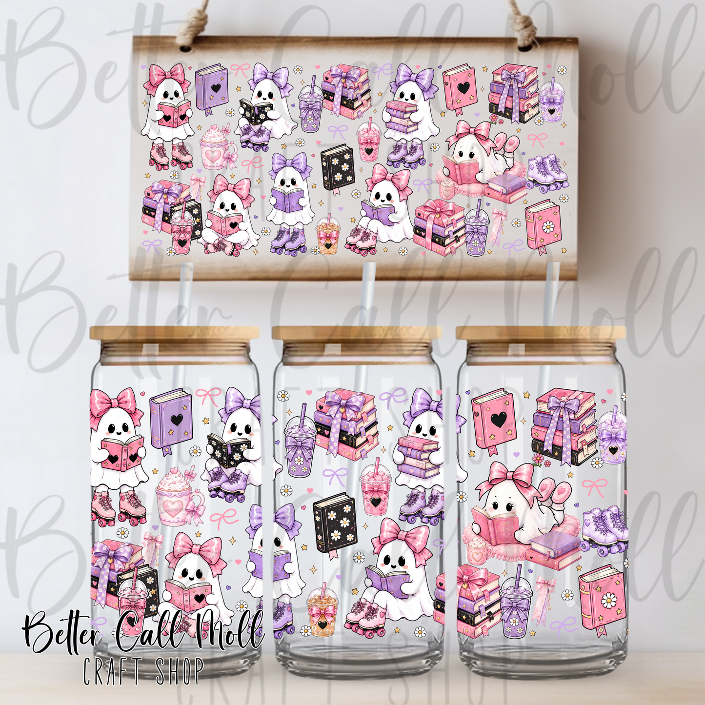 Romance Reader Ghosts UV DTF 16oz Tumbler Wrap