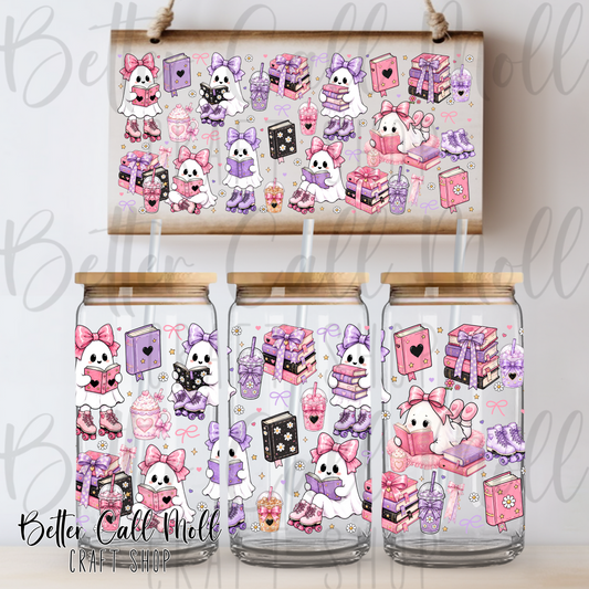 Romance Reader Ghosts UV DTF 16oz Tumbler Wrap