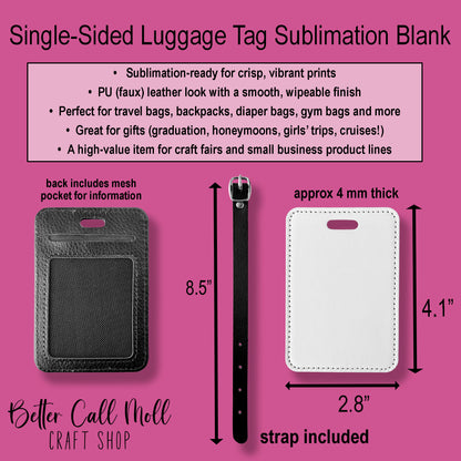 Luggage Tag Faux Leather Sublimation Blank