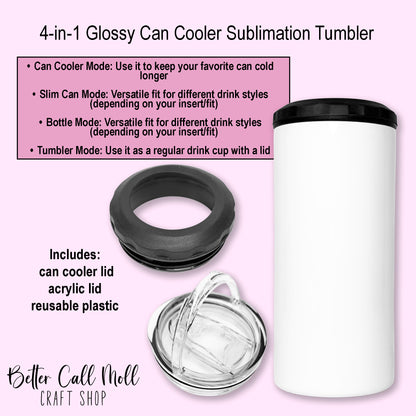 4-in-1 Glossy Can Cooler Sublimation Tumbler