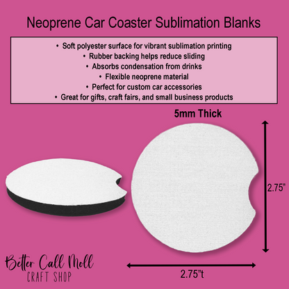 Neoprene Car Coaster Sublimation Blanks