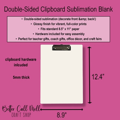 Double-Sided Clipboard Glossy MDF Sublimation Blank