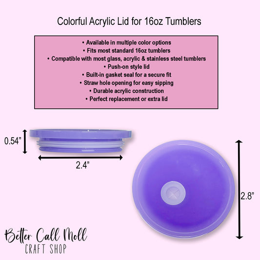 Colorful Acrylic Lid for 16oz Tumblers