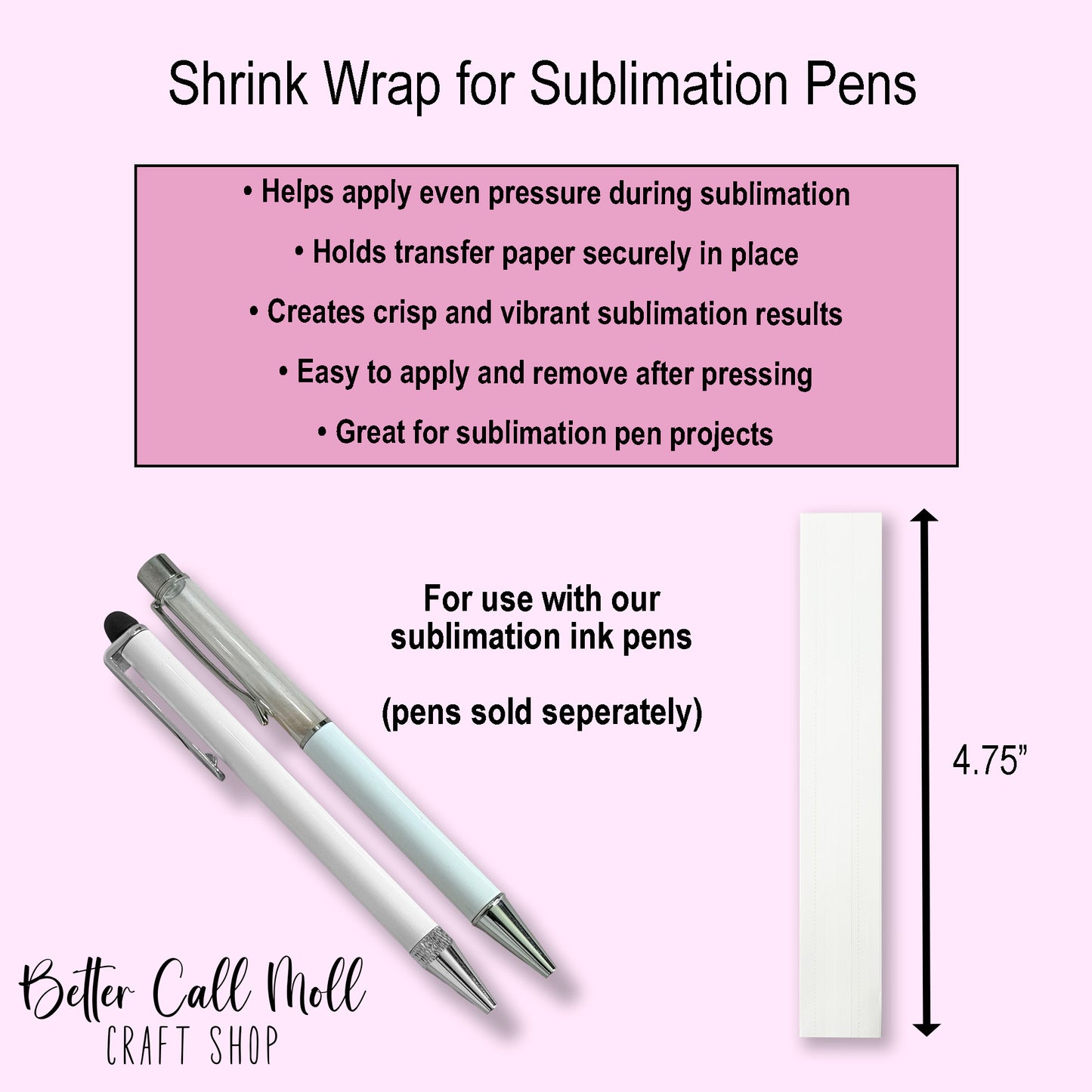 10 Pack of Shrink Wrap for Sublimation Ink Pens