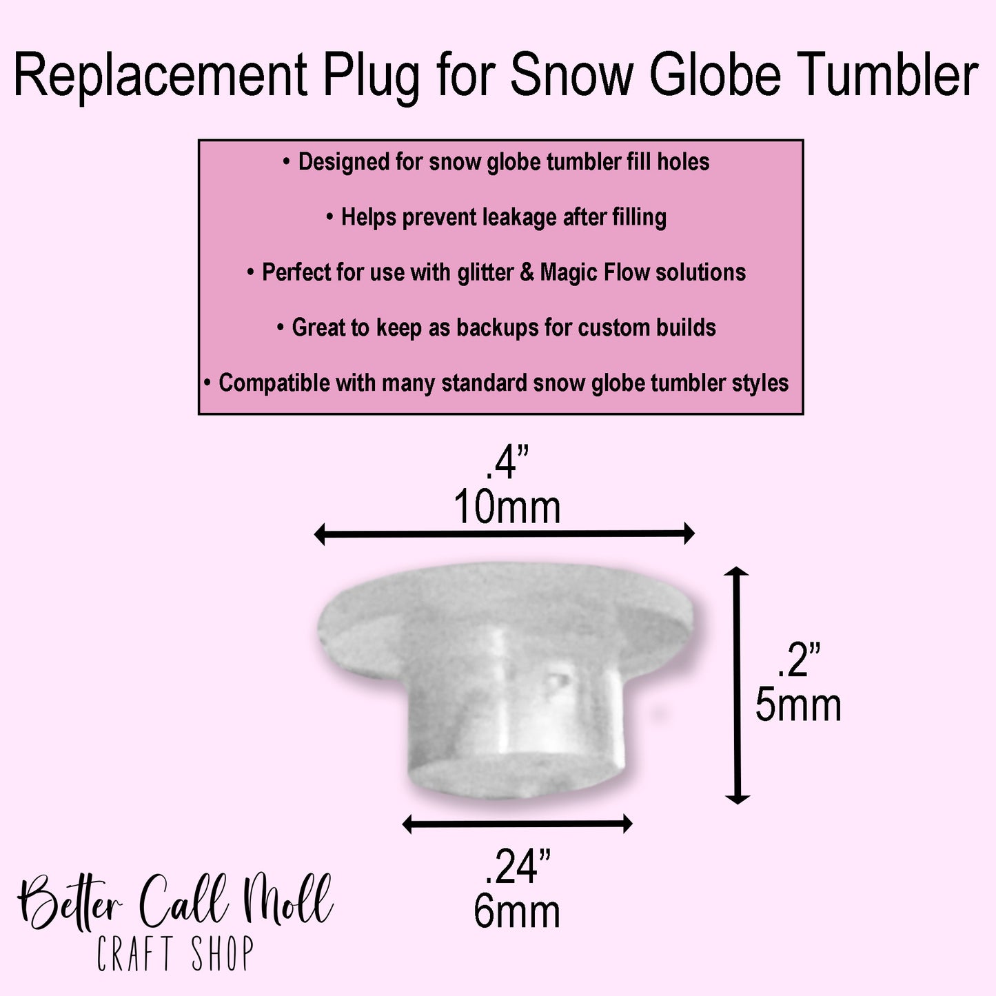 Replacement Plugs for Snow Globe Tumblers