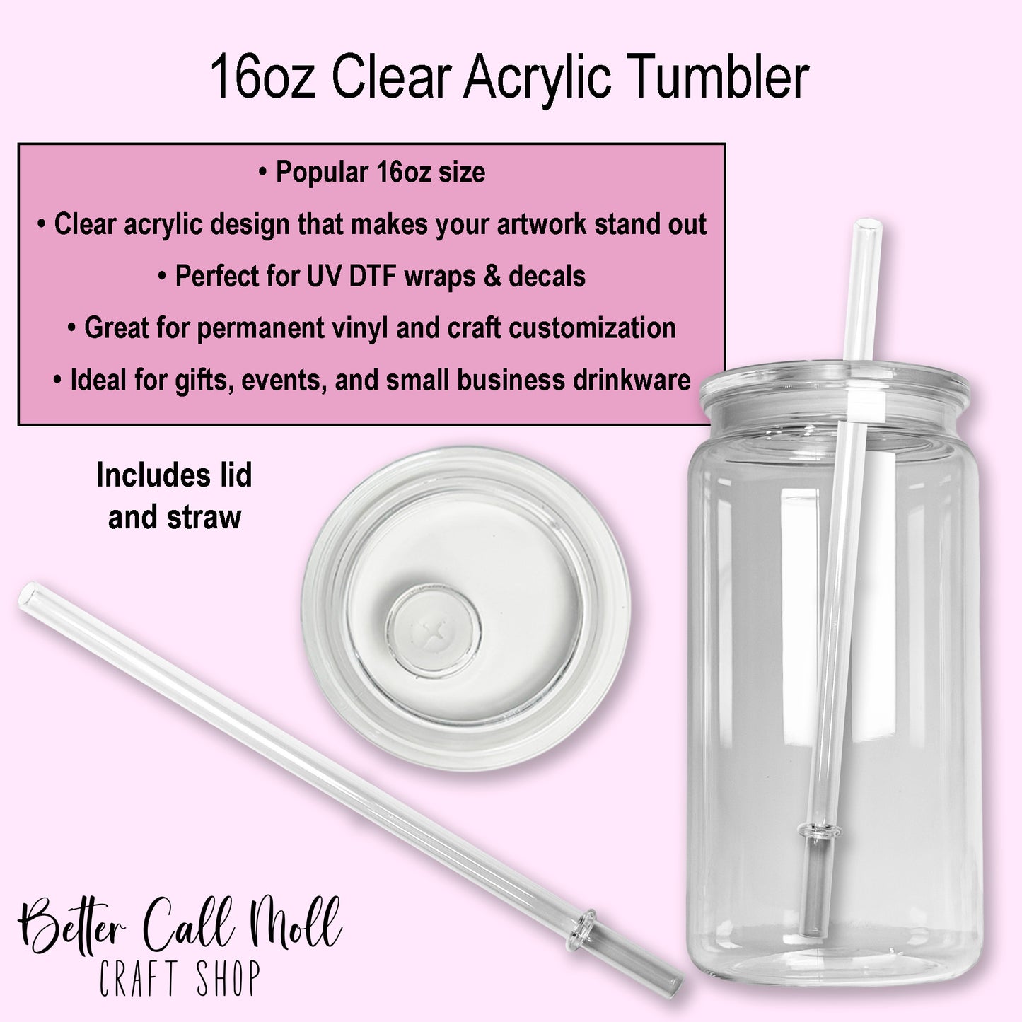 16oz Clear Acrylic Tumbler