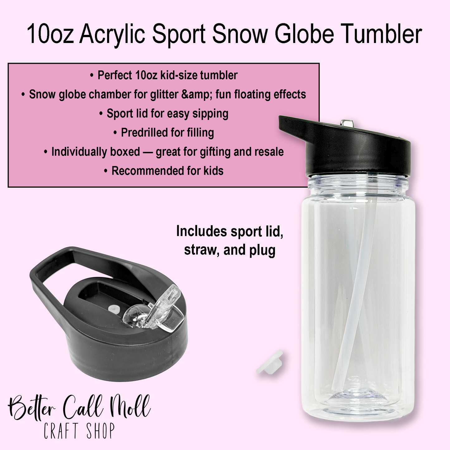 10oz Acrylic Sport SNOW GLOBE Sport Tumbler