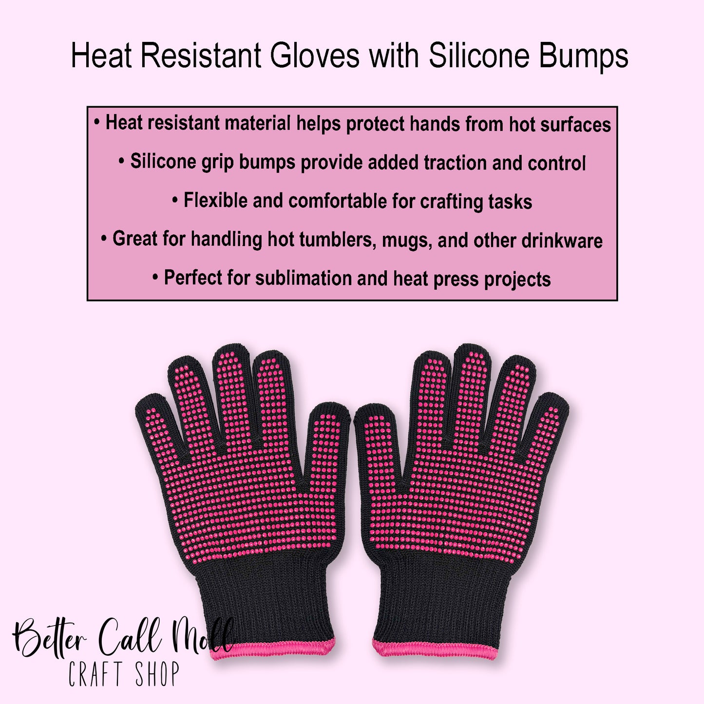 Heat Resistant Gloves with Silicone Grip | 2 Gloves | One-Size Fits All