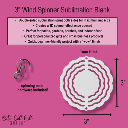 3” Wind Spinner Sublimation Blank – Double Sided Metal Spinner