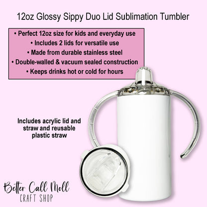 12oz Glossy Sippy Duo Lid Sublimation Tumbler