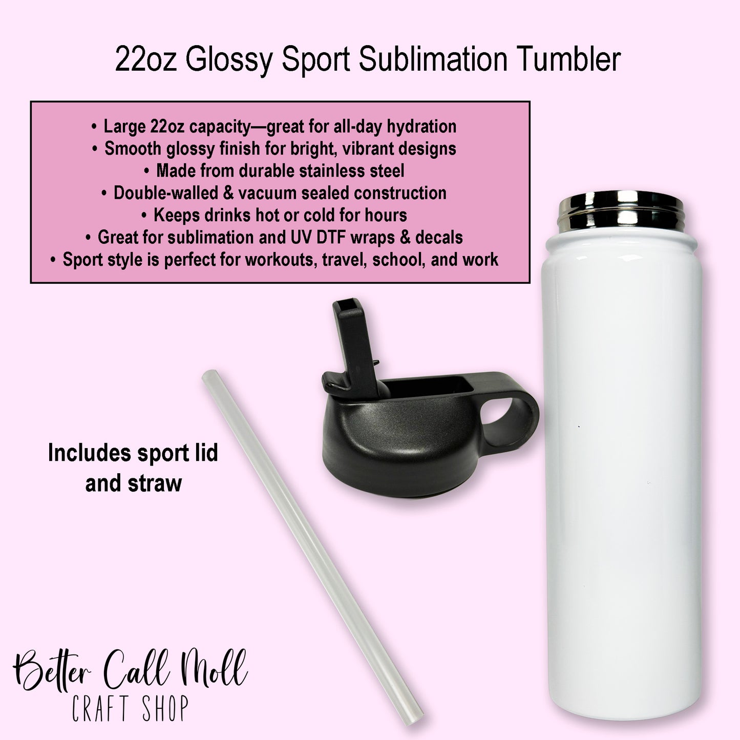 22oz Glossy Sport Sublimation Tumbler