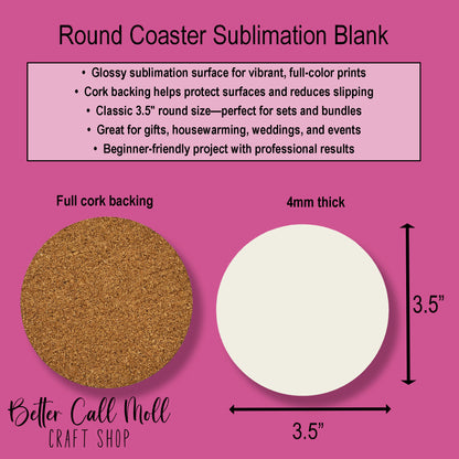 Set of 2 Round MDF Coaster Sublimation Blank