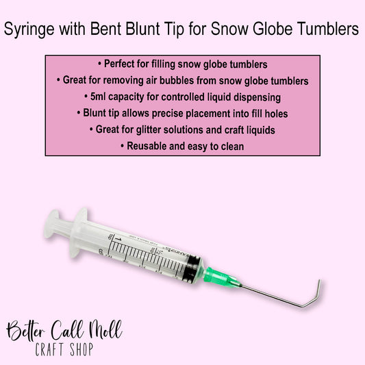 Syringe with Bent Tip for Snow Globe Tumblers