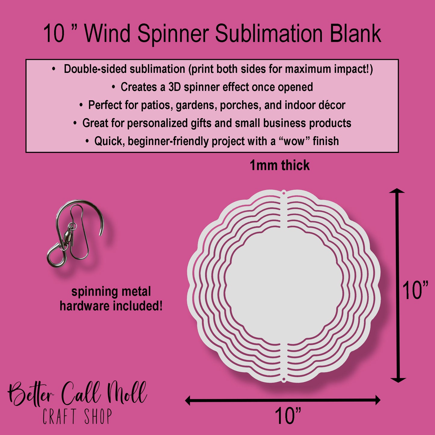 10” Wind Spinner Sublimation Blank – Double Sided Metal Spinner