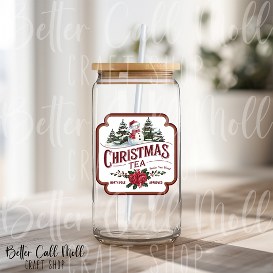 Christmas Tea Label UV DTF Decal