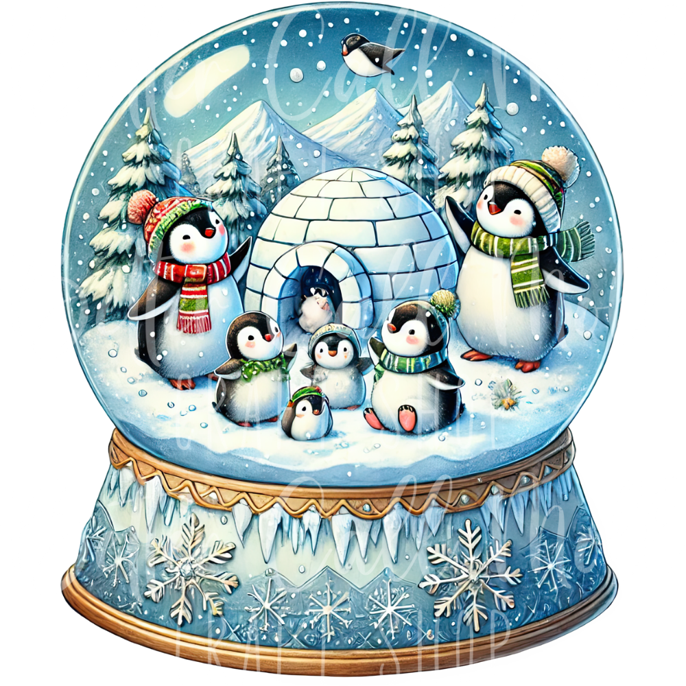 D161 - Penguin Snow Globe UV DTF Decal