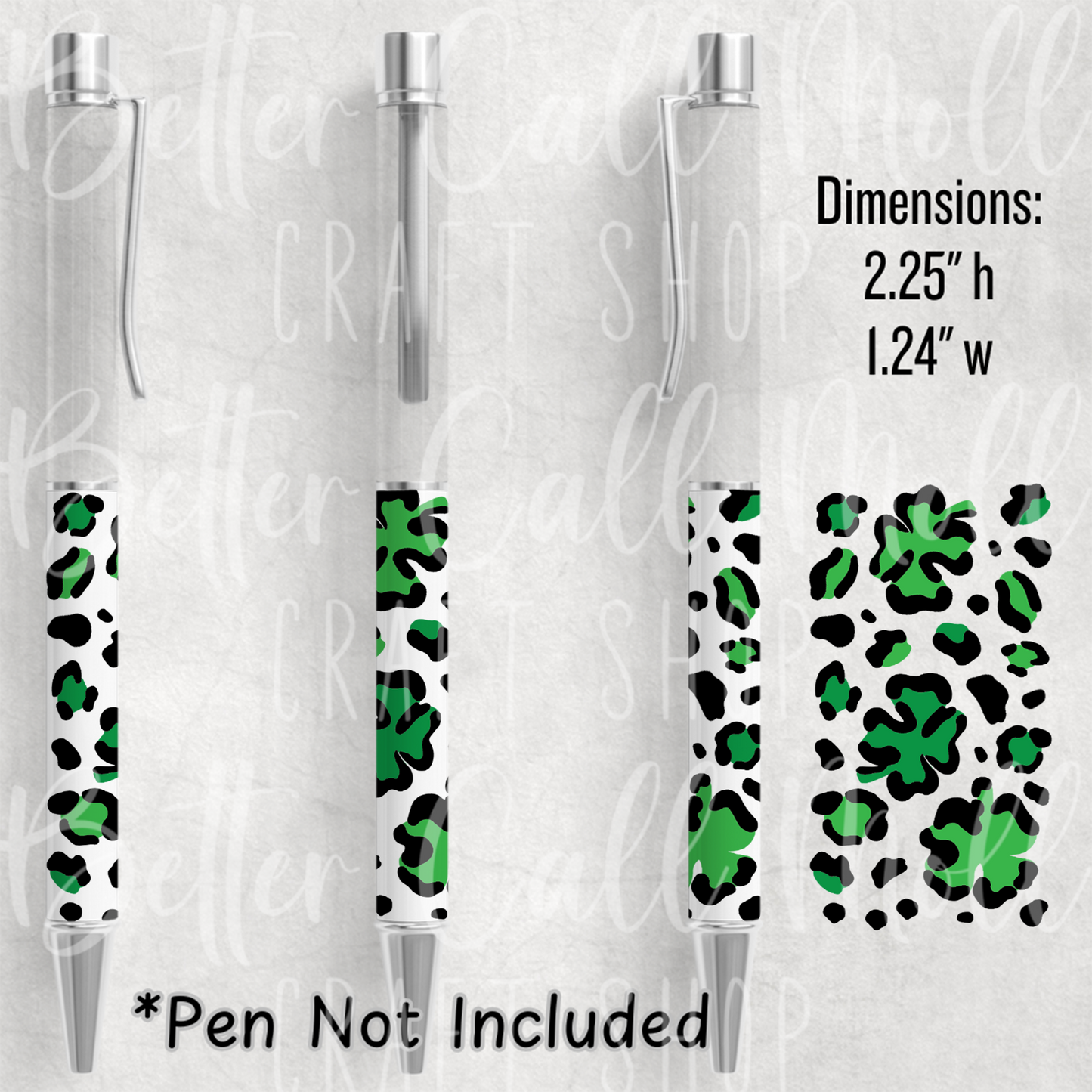 Leopard Print Shamrocks UV DTF Pen Wrap