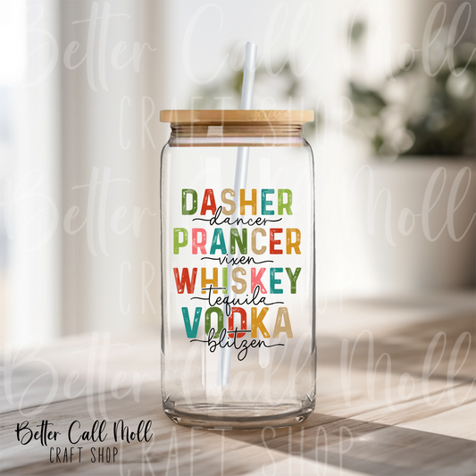 Dasher Dancer Vodka Blitzen UV DTF Decal