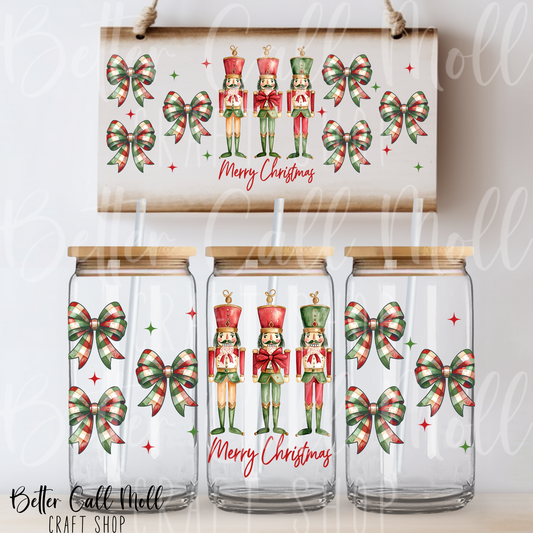 Nutcracker Bows UV DTF 16oz Tumbler Wrap