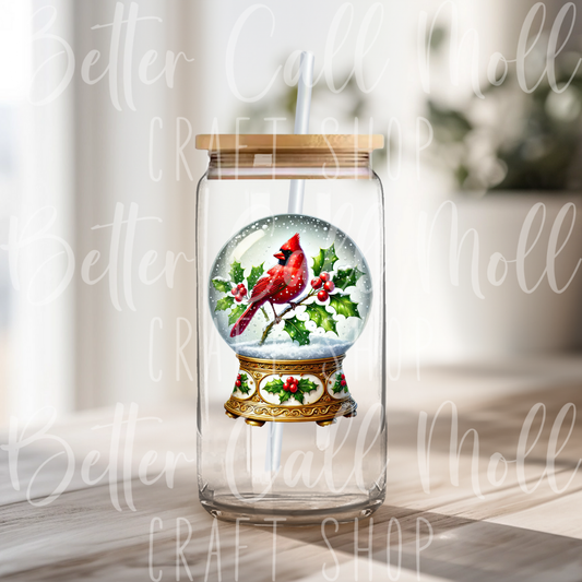 D163 - Cardinal Snow Globe UV DTF Decal