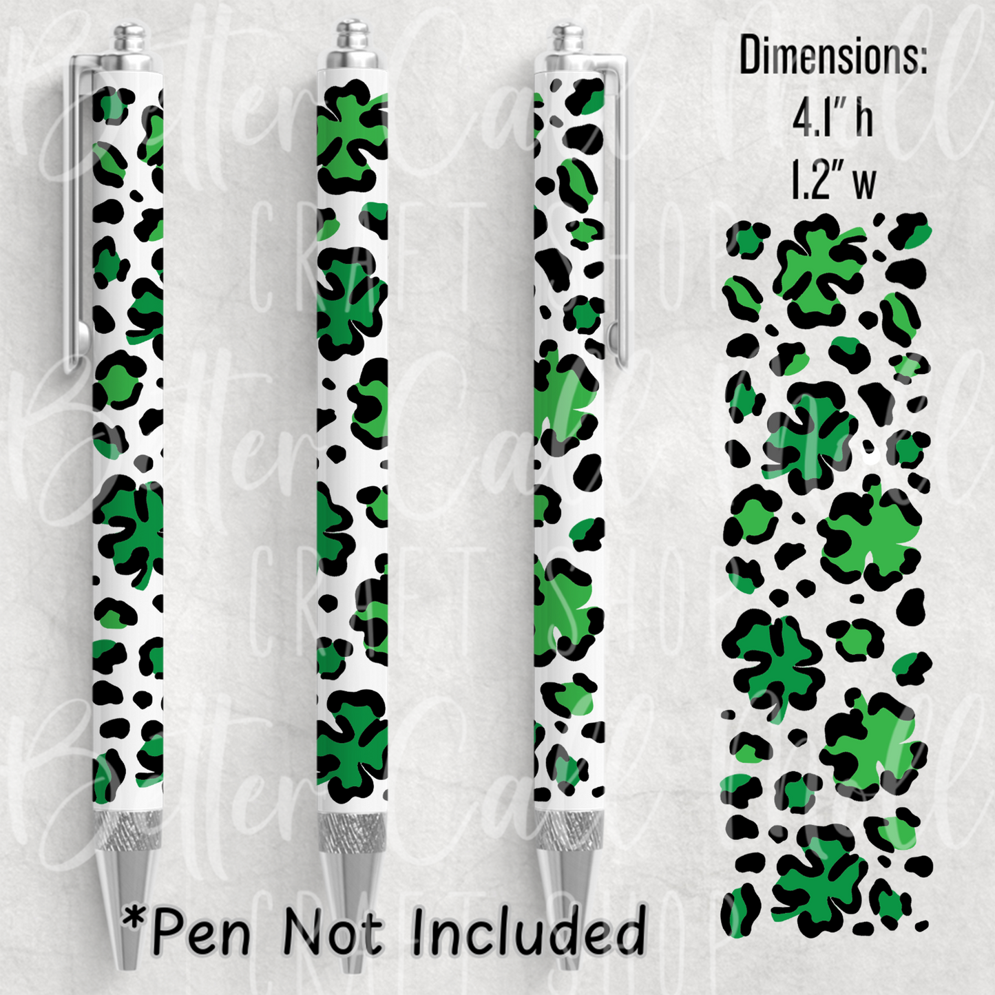 Leopard Print Shamrocks UV DTF Pen Wrap