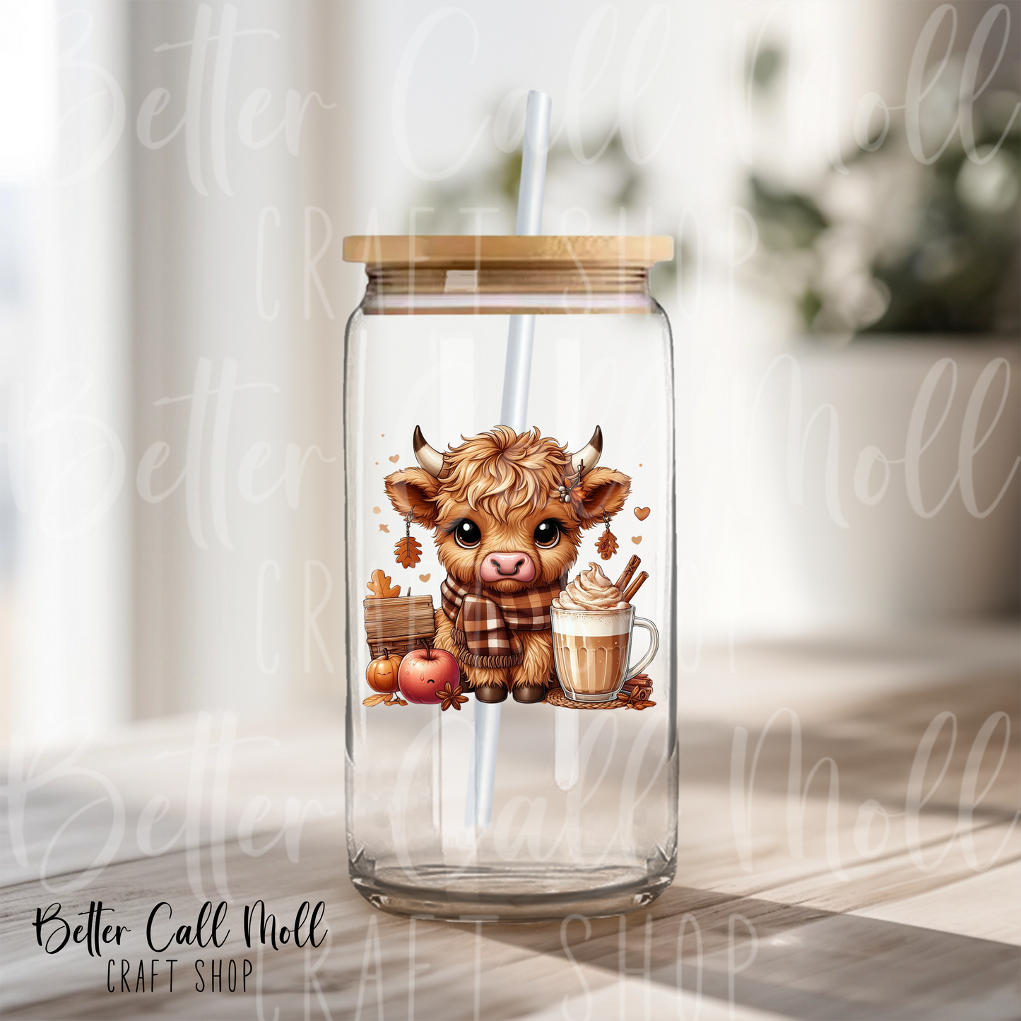 Fall Highland Cow 2 UV DTF Decal