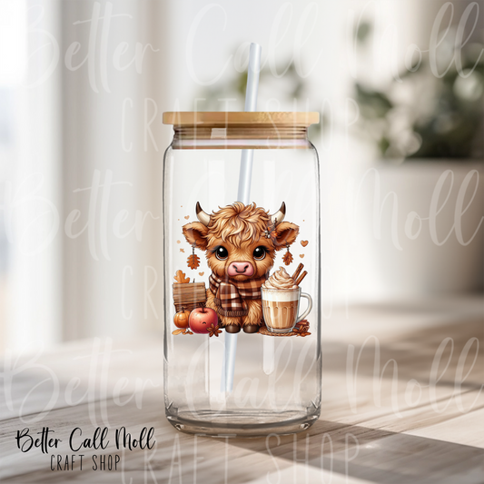 Fall Highland Cow 2 UV DTF Decal