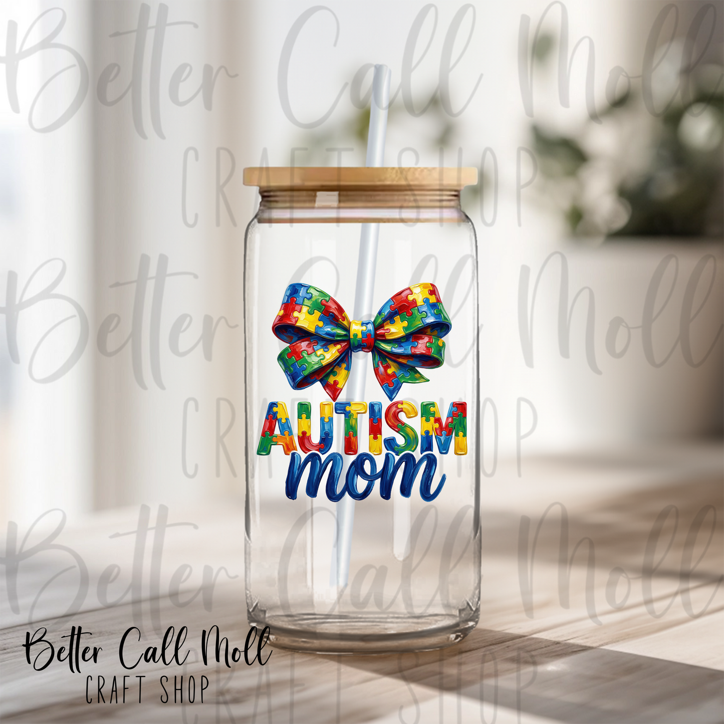 Autism Mom Bow UV DTF Decal