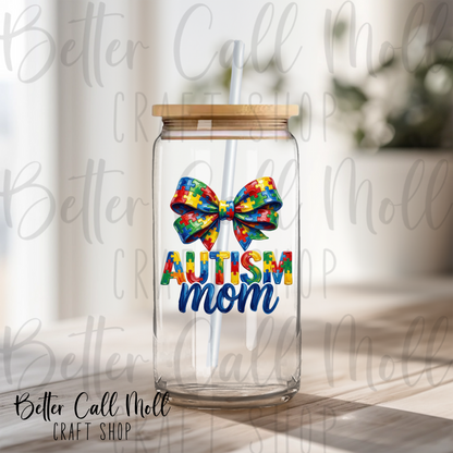 Autism Mom Bow UV DTF Decal