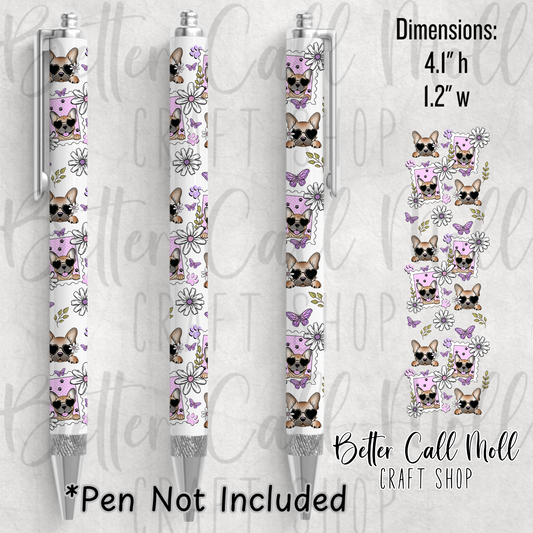 Cute Frenchies UV DTF Pen Wrap