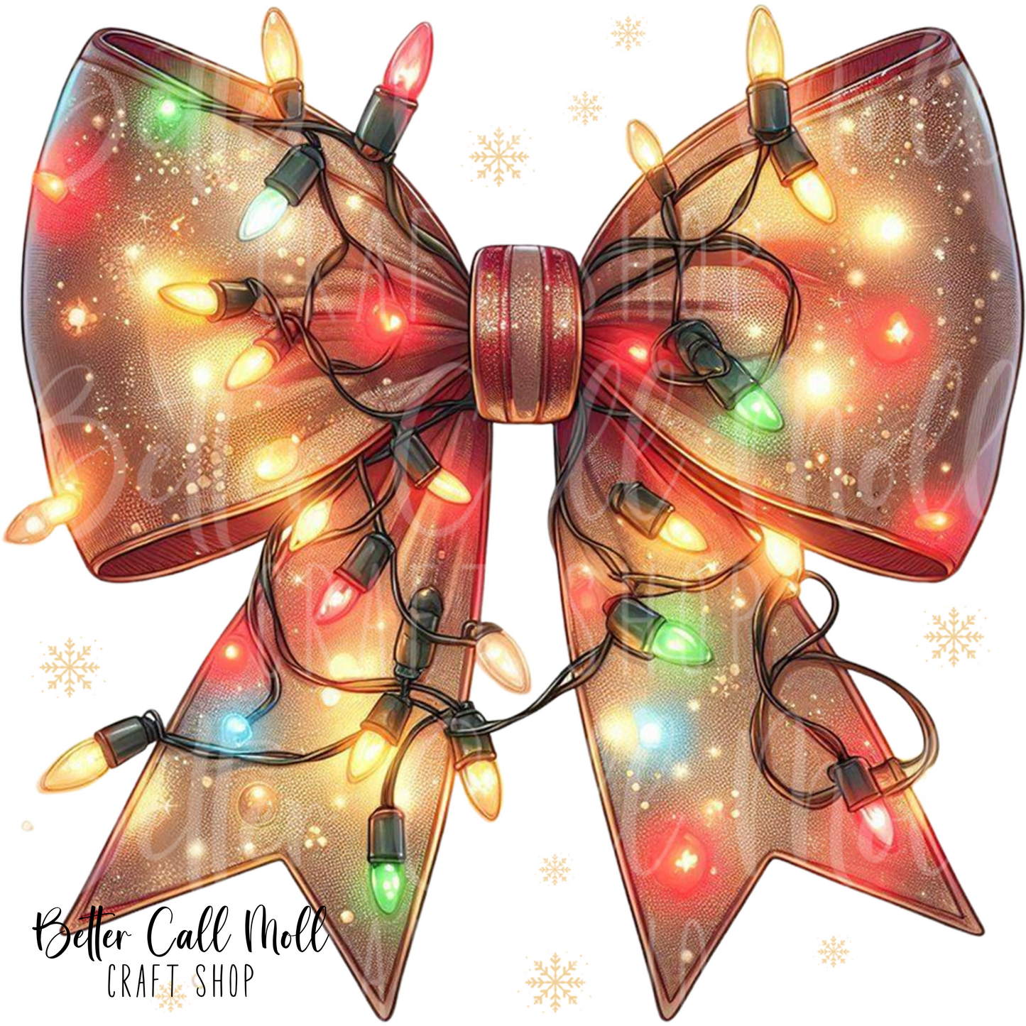 Christmas Lights Bow UV DTF Decal