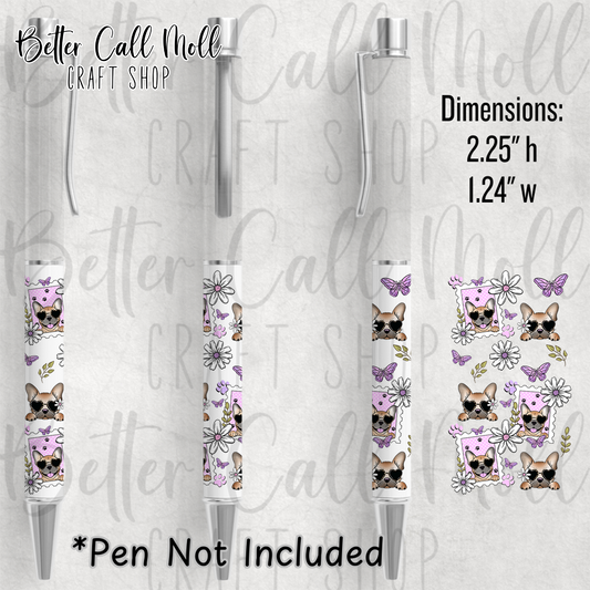 Cute Frenchies UV DTF Pen Wrap