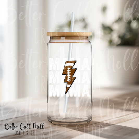 Football Mama White Text UV DTF Decal