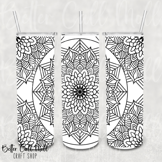 Mandala UV DTF 20oz Skinny Tumbler Wrap