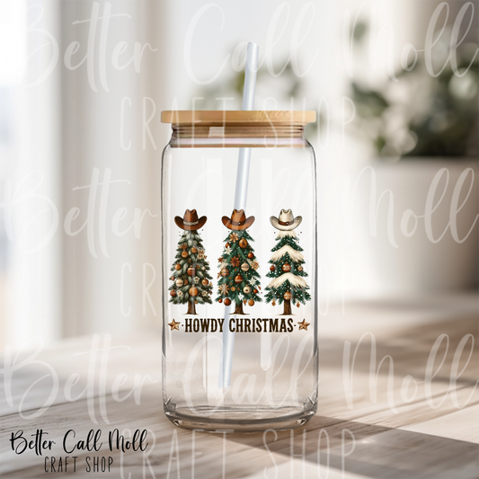 Howdy Christmas Trees UV DTF Decal