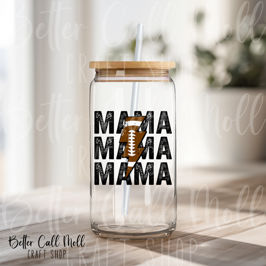 Football Mama Black Text UV DTF Decal