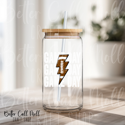 Game Day White Text UV DTF Decal