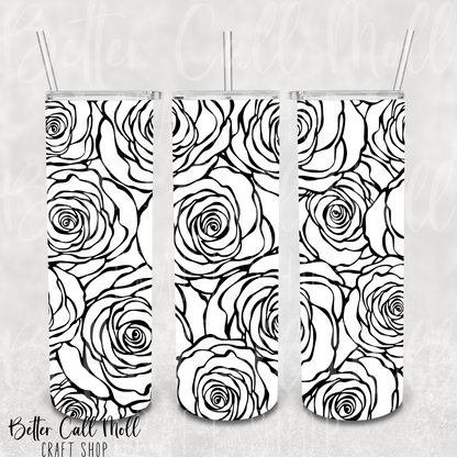 Rose Outline UV DTF 20oz Skinny Tumbler Wrap