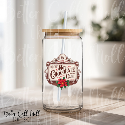 North Pole Hot Chocolate Label UV DTF Decal