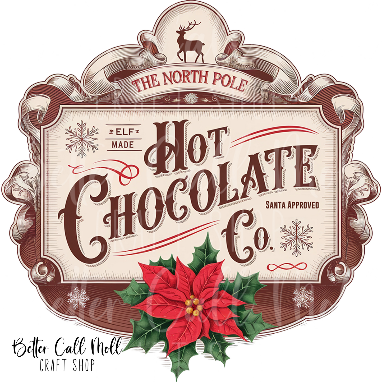 North Pole Hot Chocolate Label UV DTF Decal