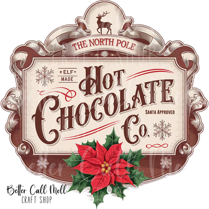 North Pole Hot Chocolate Label UV DTF Decal