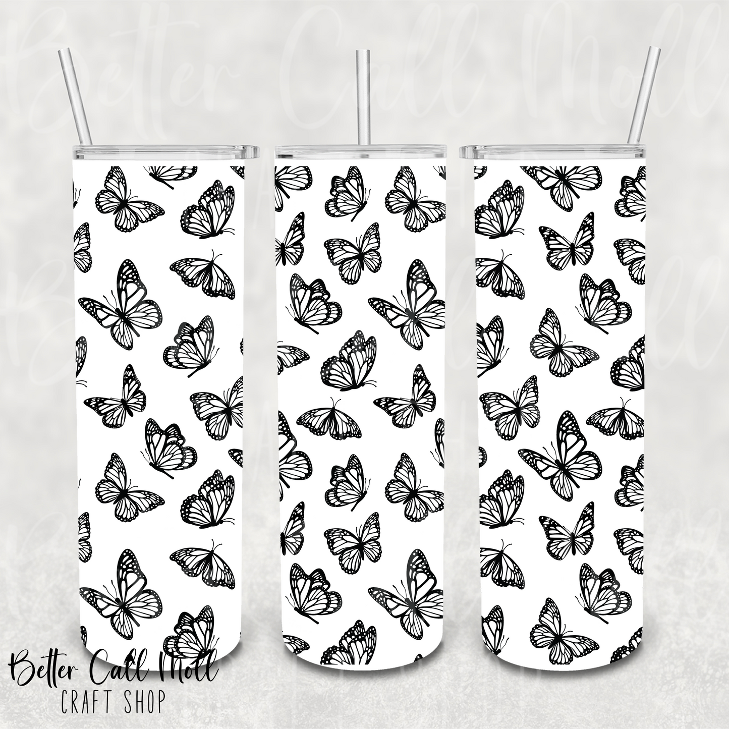 Butteflies 2 UV DTF 20oz Skinny Tumbler Wrap
