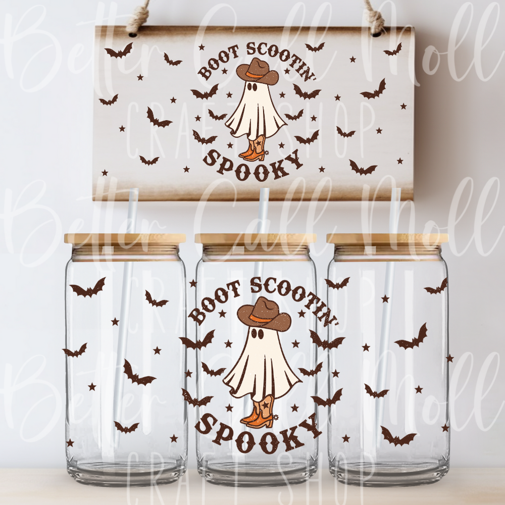 *CLEARANCE* Boot Scootin' Spooky UV DTF 16oz Tumbler Wrap