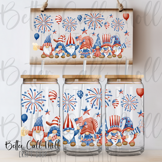Patriotic Gnomes UV DTF 16oz Tumbler Wrap