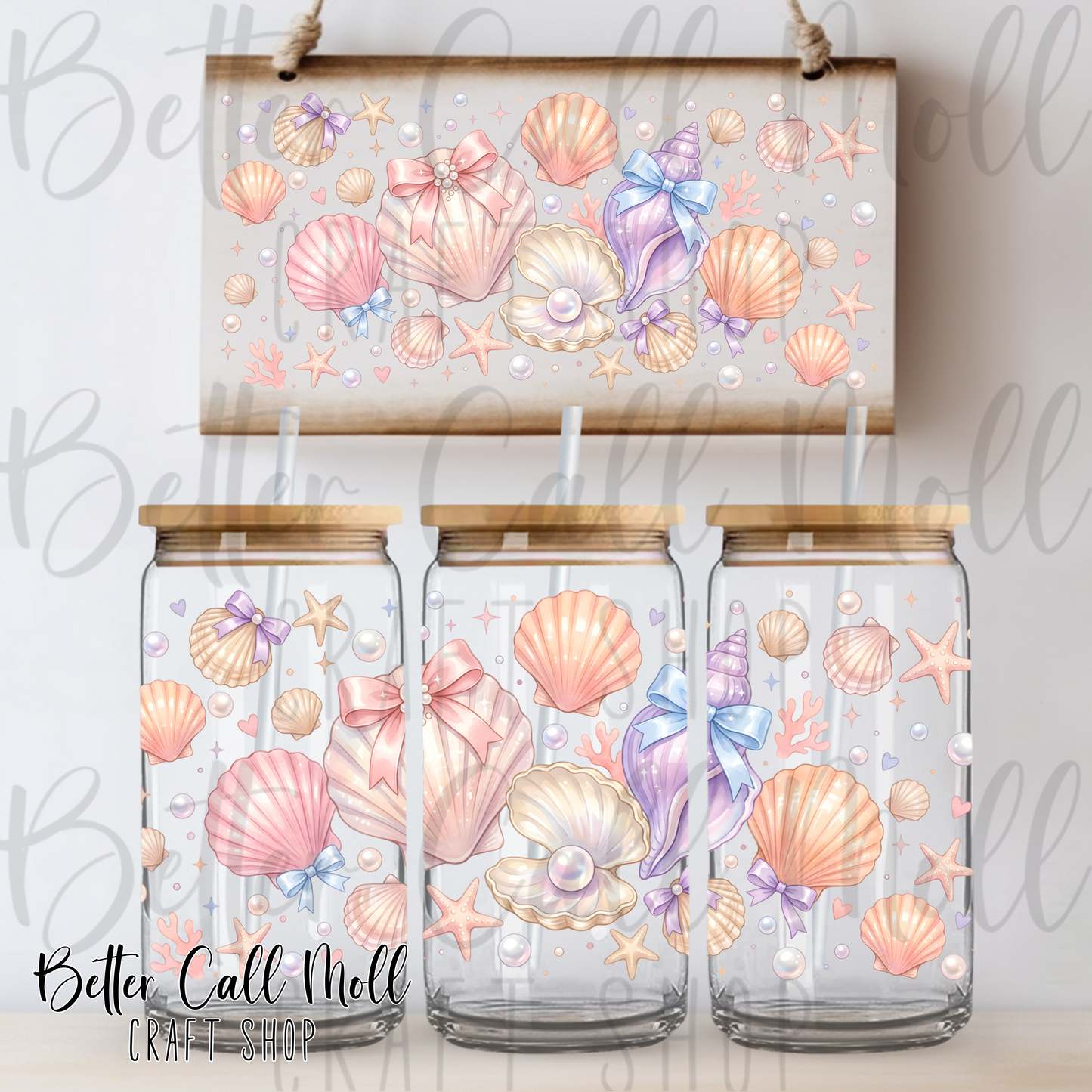 Coquette Sea Shells UV DTF 16oz Tumbler Wrap