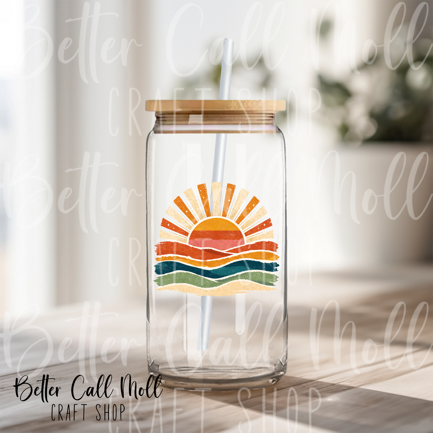 Retro Ocean Sun UV DTF Decal