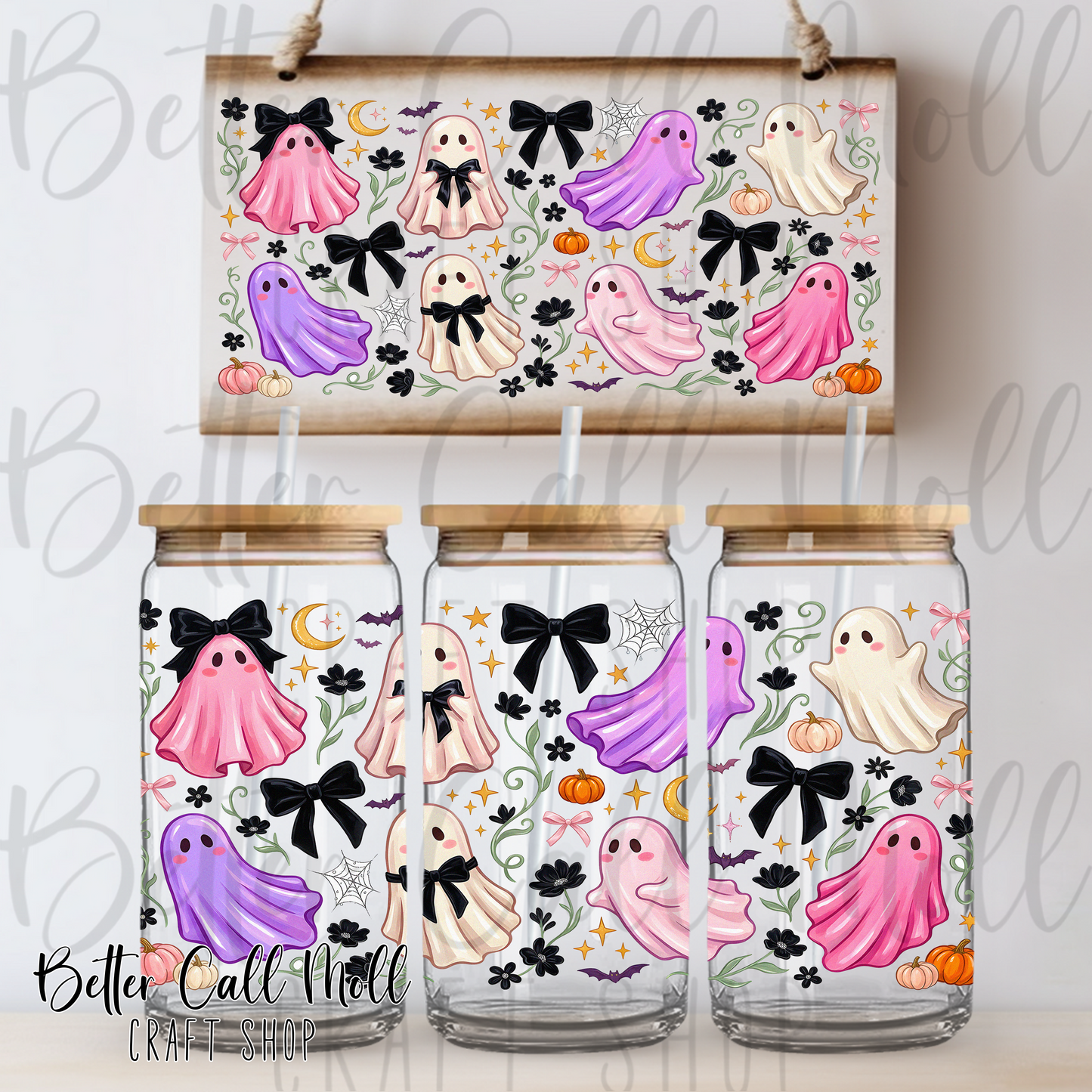 Coquette Ghosts UV DTF 16oz Tumbler Wrap